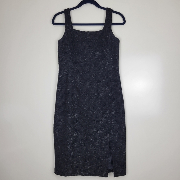 Talbots Collection Black Tweed Wool Blend Metallic Accents Dress Size 4 - Picture 1 of 9